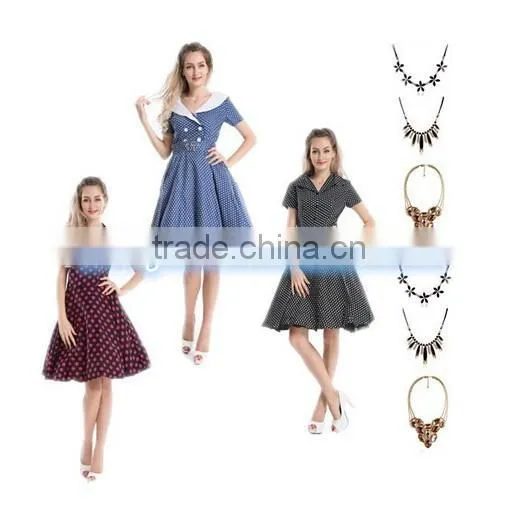 2015 Junhou Best Dress 1950s Swing Evening Party Wedding Prom Rockabilly Vintage Dress