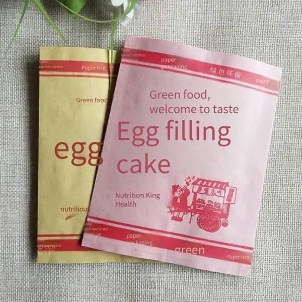 Pancake Greaseproof Paper Bags, Pancake Wrap Laminated Paper Bags, Greaseproof Paper Bags, Customized Whole Grain Pancake Kraft Paper Bags