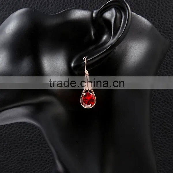 2015 Fashiable New Design Big Red Rhinestone Crystal Earrings photo-6