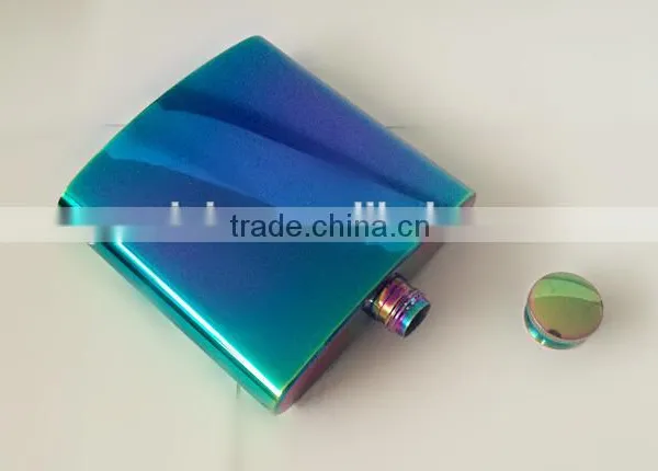 Hip Flask Stainless Steel Flasks Rainbow Iridescent Gold Flask photo-6