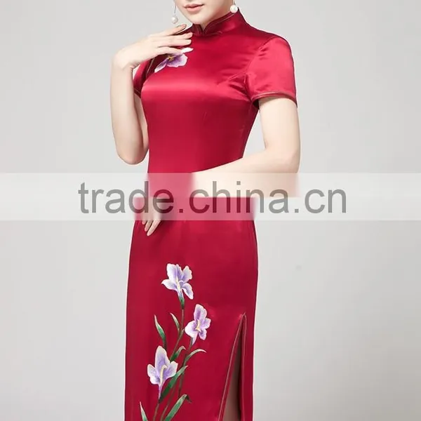 Handmade Silk Embroidery Qipao /Cheongsam in Pure Mulberry Silk