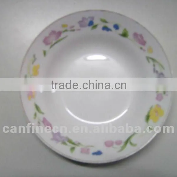 Cheap White Ceramic Dinner Plate With Flower Design / Round Ceramic Porcelain Flat Plate photo-3