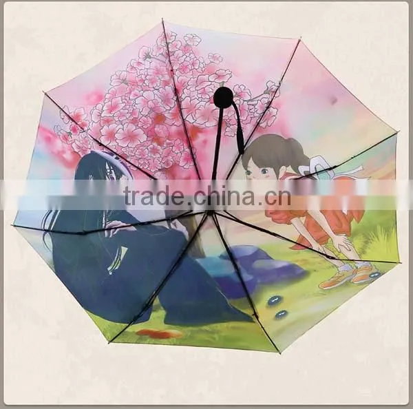 Sex Girl Cartoon Printed Fold Umbrella Light Weight Travel Mini Parasol Umbrella photo-2