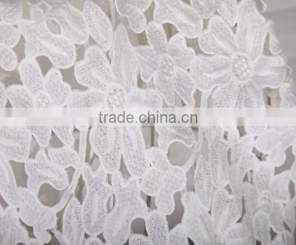 Premium Water Soluble Lace Flower Skirt The Milk Silk Lace Fabrics Small Leaves Embroidery Fabric photo-3