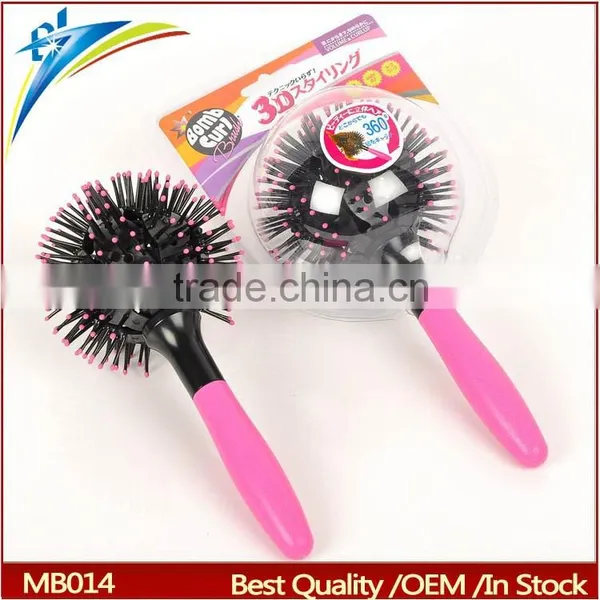 Hot Curling Style Brush Hair Style Massage Comb Round 3D Hair Comb