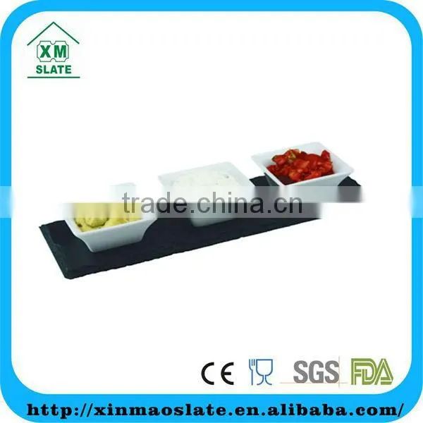 Slate Stone Dinnerware Mat With 3 Pcs Ceramic Small Dish