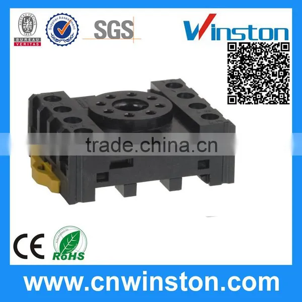 PF083A-E General Purpose 8 Pin Round Type 300VAC 10A Din Rail Mouting Electric Plastic Relay Socket With CE photo-2