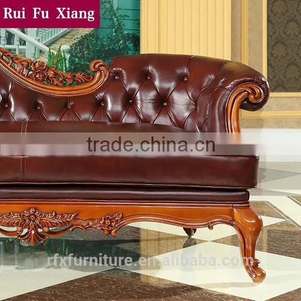 Federal Classic Chaise Longue With Wood Frame and Genuine Leather Finish O-214 photo-4