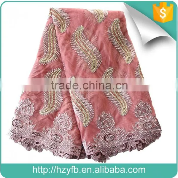 New Arrival French Lace Fabric 2016 for Wedding / Mesh Lace Fabric With Stones / African French Lace for Evening Dress photo-3