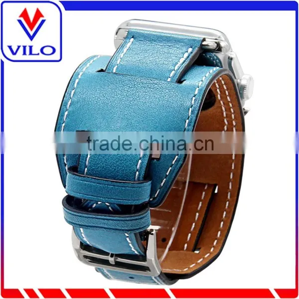 Genuine Cuff Leather Watch Band Strap With Classic Metal Buckle for Apple Watch 38mm 42mm photo-2