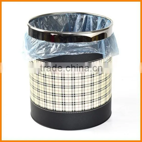 British European Leather + Metal Paint Trash Barrels Creative Trash Container Shipping Stylish Rooms Bucket photo-4