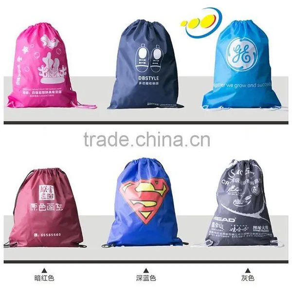 Custom Logo Printed Drawstring Polyester Shoe Bag Backpack photo-6