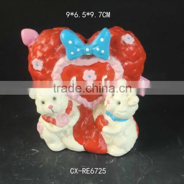 Valentines Day Gifts, Ceramic Flower Pot , Ceramic Mimi Flower Pot Whit Teddy Bear photo-2