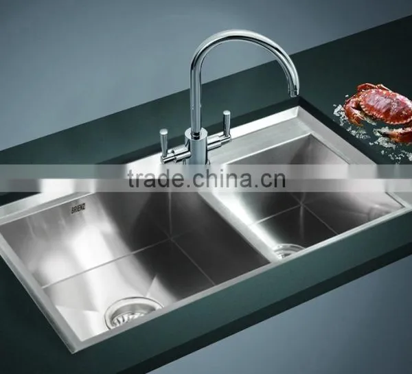 8045A Cupc Sus304 Handmade Hypotenuse Series Square Corner Series Duoble Sinks photo-2
