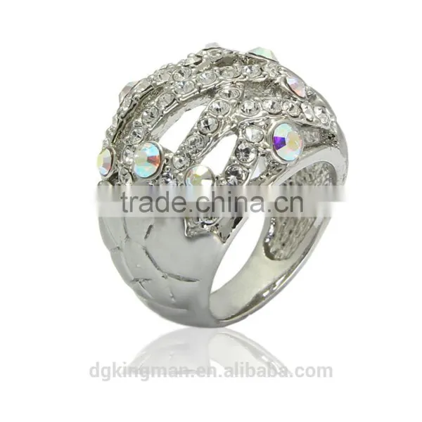 Kingman Fancy Color Crystal Beads O Ring New Engagement Wedding Ring photo-2