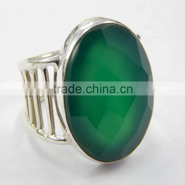 Natural Green Onyx Ring 92.5 Sterling Silver Jewellery photo-3
