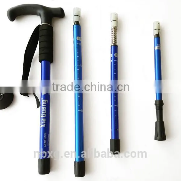 Aluminum 3/4 Sections Internal Lock Flared Handle Adjustable Hiking Pole Trekking Poles photo-3