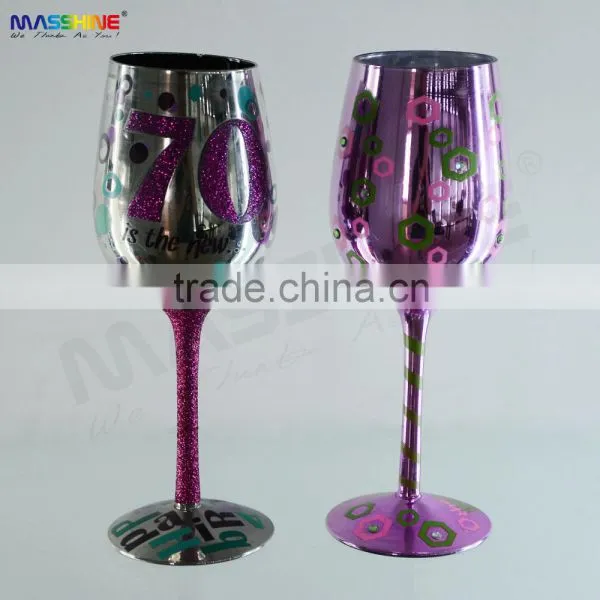 Wine Glass With Colour Decoration Girl Series