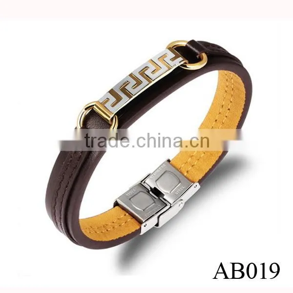New Products 2016 Stainless Steel Custom Bracelet With PU Leather Manufacturer photo-3