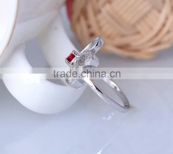 925 Sterling Silver Red Eye Rabbit Ring for Women With Ruby photo-3