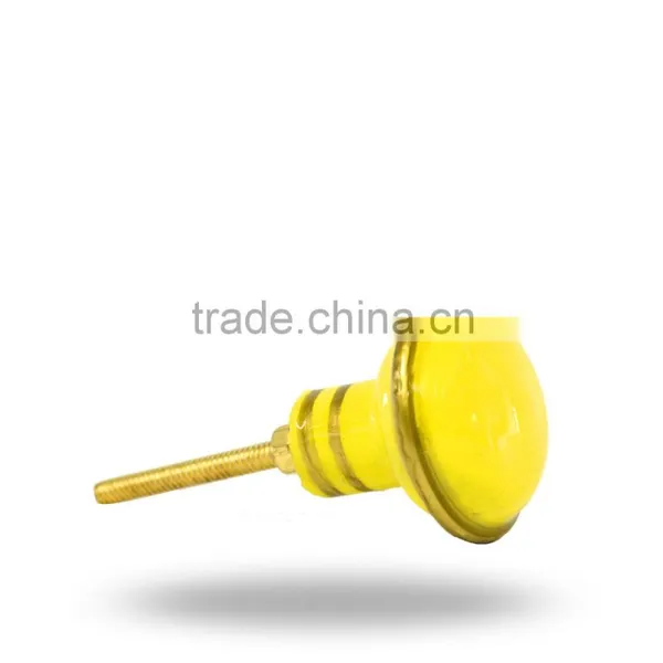 Round Metal Yellow With Gold Knob photo-2