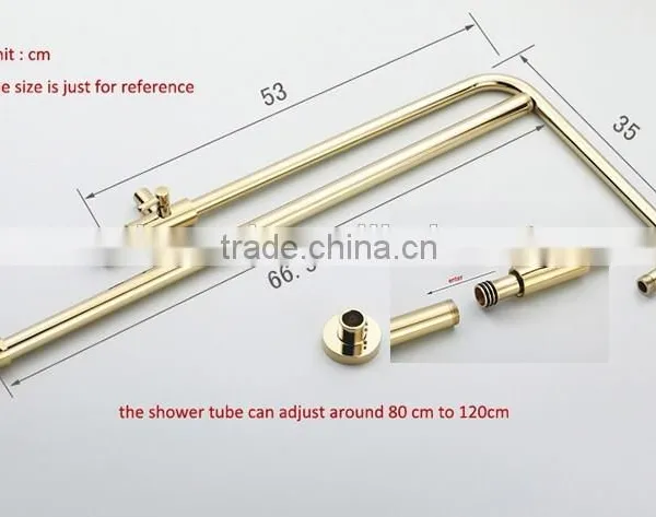 Luxury High Quality Brass Gold Finishing Bathroom Rain Shower Set photo-5