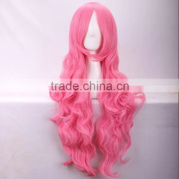 High Quality Pink Wavy Wigs Wholesale Cheap Synthetic Wigs Cosplay Wigs photo-2
