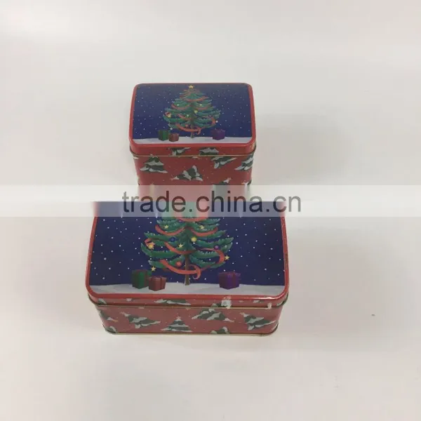 2017 New Design Custom Printed Small Square Tin Gift Box Can 2pc Set photo-6