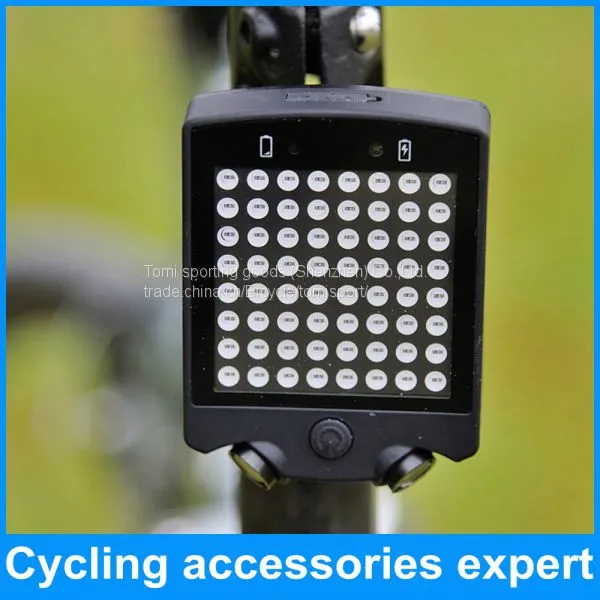high quality 64 LED wireless remote control bicycle bike signal brake rear light with laser warning