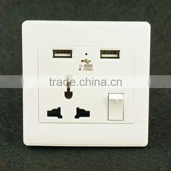 Dual usb wall socket power plug socket with switch