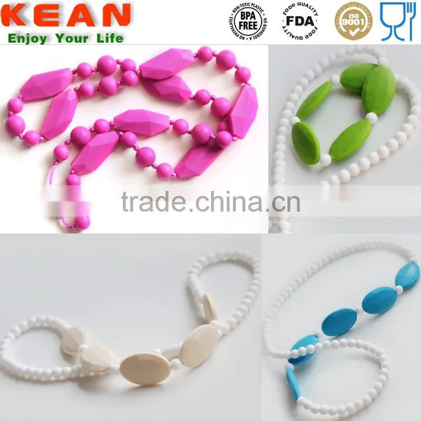 Silicone Teething Jewelry Use Color Colors for You Choice Necklaces Silicone Bead Teething photo-4