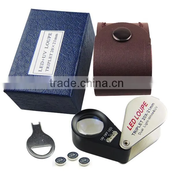 20X Jeweler Loupe Magnifier + LED & UV Light 21mm Lens Jewel Identifier Tool photo-2