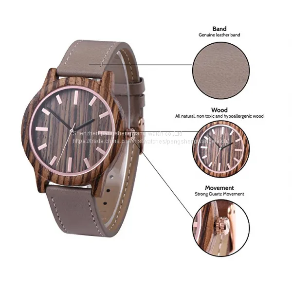 Watch Factory 2017 Luxury Leather Strap Wood Watch Colorful Dial Wood Watch for Lady photo-2