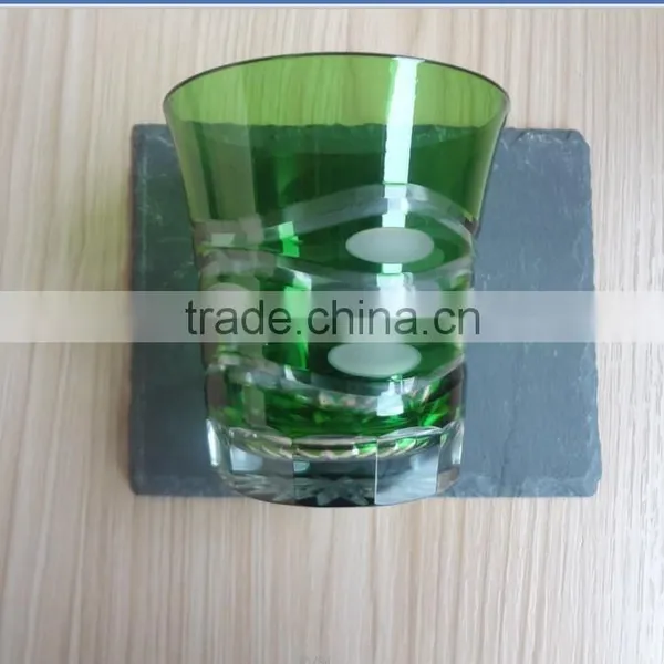 Elegant Rough Edge Black Slate Coaster With Glass Tumbler photo-4