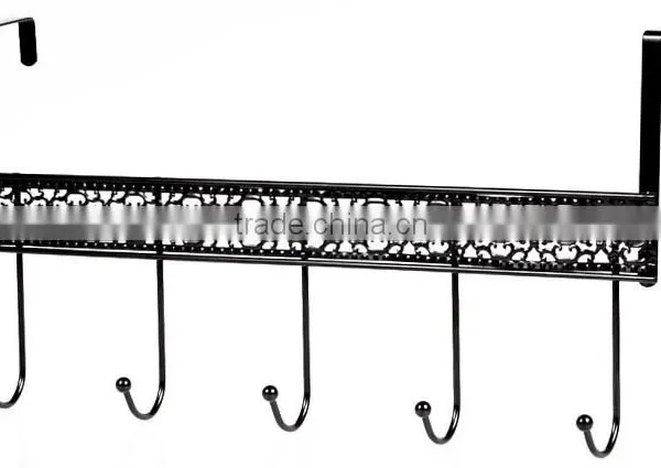 Store More Carve Patterns Black 5 Rack Metal Wire Doorback Hook photo-2