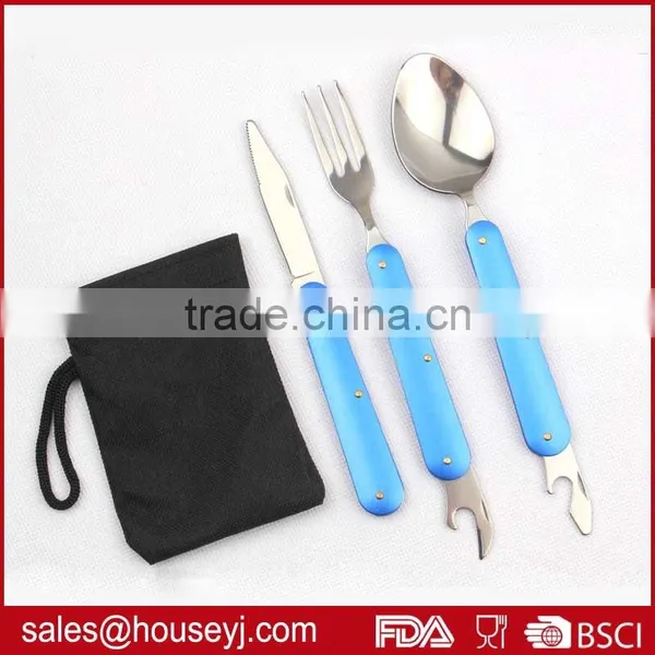 Portable Tableware Folding Camping Tool Stainless Steel Fork Outdoor Tableware Spoon & Knife Picnic photo-2