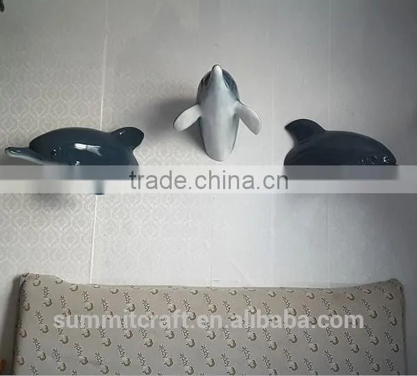 Resin 3D Dolphin Sculpure Wall Mount Decor photo-2