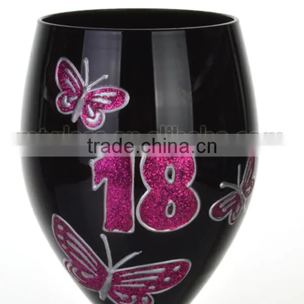 Glass Drinkware Type and Stocked Feature Birthday WINE GLASS photo-2