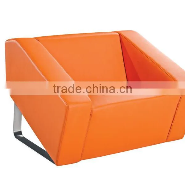 Yellow / Orange Leather Sectional Sofa Set photo-5