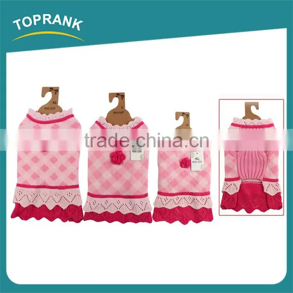 Cheap Dog Clothes Bulk Winter Pink Hand Knit Female Dog Sweater Dresses photo-4