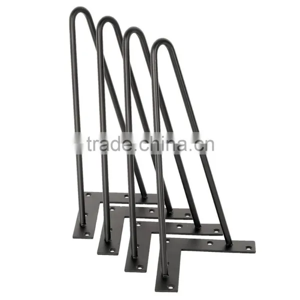 Hot Item Metal Solid Steel Black Color 16 Inch 2 Rod Metal Hairpin Leg for Coffee Table