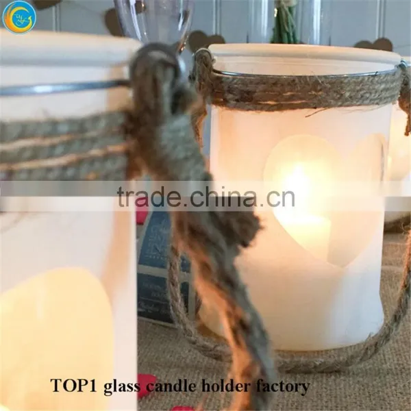 Blue Painted Glass Jars for Candle Holders photo-3