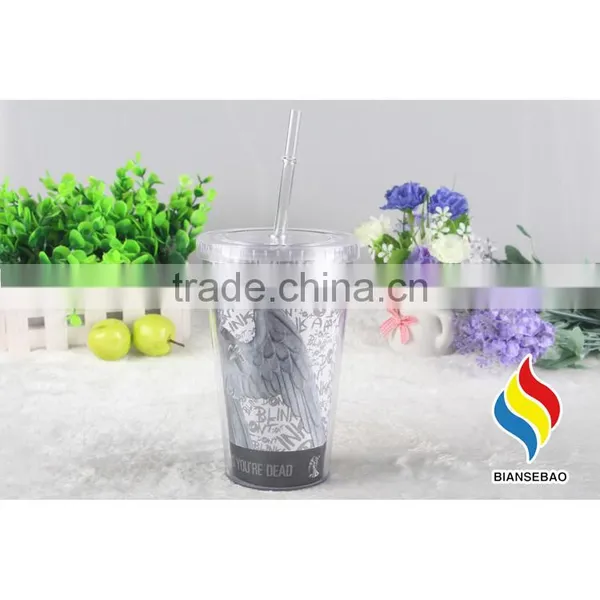 Reusable Double Walled PS/AS Plastic Cups With Lid Straw photo-5