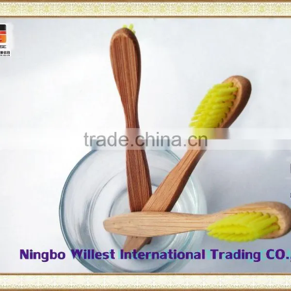 Popular Simple Design Yellow Bristle Bamboo Toothbrush for Children photo-5