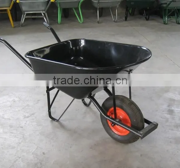 Metal Garden Flower Cart Tool Power Wheel Barrow With Axle Rubber Wheel