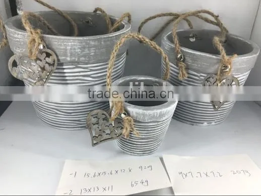 Cement Flower Pot With Rope Handle for Garden Deco photo-4