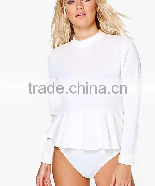 2016 Fashion Wholesale Custom Sexy Girl Plus Size Long Sleeve Plain Red Women Bodysuit photo-4