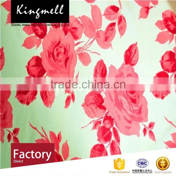 Custom Home Textile Red Flowers Digital Printed Linen Fabric photo-3