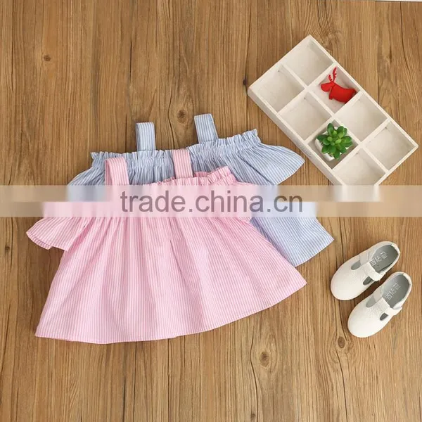 2017 New Fashion Girls Striped off Shoulder Shirt Design With Striola photo-3