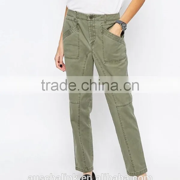 2016 Autumn High Quality Ladies Khaki Casual Trousers photo-3
